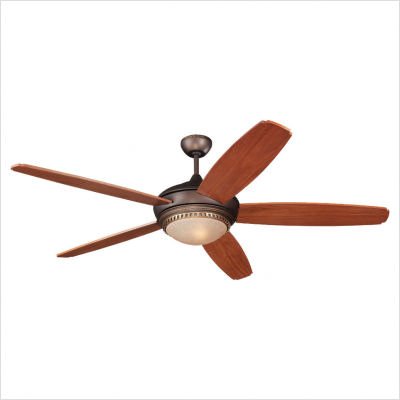 Monte Carlo 5FNR60RID Fenton 60-Inch 5-Blade Ceiling Fan with Light Kit, Remote and Walnut Veneer Blades, Roman and Iberian Bronze