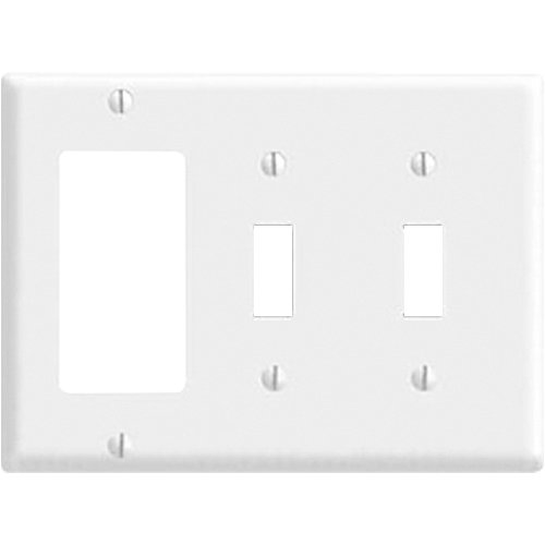 Leviton 80421-W Triple-Gang Combination Wall Plate (1 Decora 2 Toggle), White