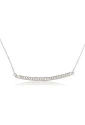 Bar Necklace Horizontal Bar Pendant with Swarovski- Silver Bar Pendant 1.6" in Length