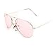 HOTLOVE Premium Quality Fashion Unisex Sunglasses UV400 Lens Technology - Aviator 30011c Pink Lens with Light Weighted Metal Frame - Extra Stunning and Stylish for Women and Men