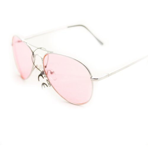 HOTLOVE Premium Quality Fashion Unisex Sunglasses UV400 Lens Technology - Aviator 30011c Pink Lens with Light Weighted Metal Frame - Extra Stunning and Stylish for Women and Men