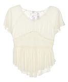 GUESS Kids Girls lace trimmed knit top, WHITE (10/12)