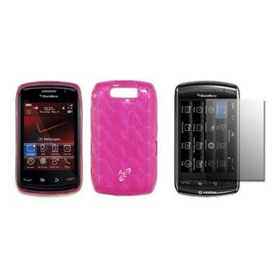 Hot Pink Silicone Gel Skin Ultra Guard Thermoplastic Polyurethane Cover Case + Crytal Clear Screen Protector for BlackBerry Storm 2 (9550 / 9520)
