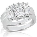 2.00CT Princess Cut Diamond Engagement Wedding Ring Set