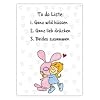Sheepworld, Blinies, Postkarte, To do Liste: 1. Ganz wild k�ssen 2. Ganz lieb dr�cken 3. Beides zusammen