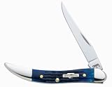 Case Cutlery 02804 Case Small Texas Toothpick Pocket Knife with Stainless Steel Blade Blue Bone