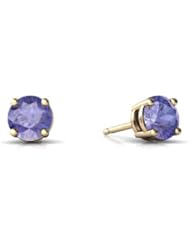 Genuine Tanzanite 14kt Yellow Gold Stud Earrings