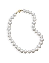 16.5" 10.5-11.5mm Cultured Freshwater Pearl Necklace with a Yellow Gold Clasp