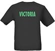 VICTORIA - GREEN LETTERING - State-series - Black T-shirt