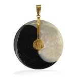 14 KT Gold Black Onyx Mother of Pearl Yin Yang Pendant