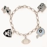 Oakland Raiders Silver Tone Charm Bracelet