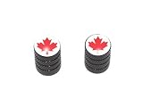 Canada Maple Leaf - Motorcycle Bike Bicycle - Tire Rim Schrader Valve Stem Caps - Black
