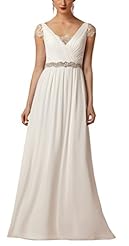 V-neck 2015 Lace Chiffon Floor Length Short  Dress