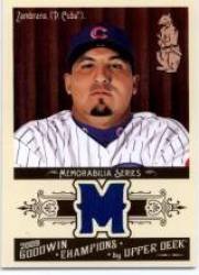 2009 Upper Deck Goodwin Champions Memorabilia #CZ Carlos Zambrano - Chicago Cubs (Piece of Authentic Jersey / Material) (Baseball Cards)
