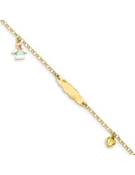 14k 5.5in Polished Engravable Heart & Angel Baby/Child ID Bracelet