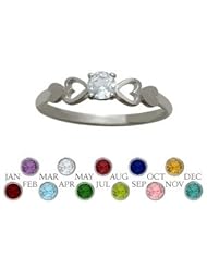 10 Karat White Gold Genuine White Topaz Round Shape Baby Ring