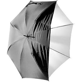 CowboyStudio 33in White Satin Umbrella with Reflective Silver Backing and Removable Black Cover