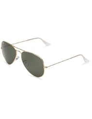 Ray-Ban RB3025 Aviator Large Metal Sunglasses,Non-Polarized, Gold Frame/Crystal Green G-15XLT Lens,62 mm