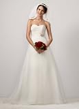 David's Bridal Wedding Dress: Two-In-One Sweetheart Strapless Organza Gown Style KP3265