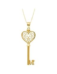 Heart Key Pendant 14K Yellow Gold with 18" box chain