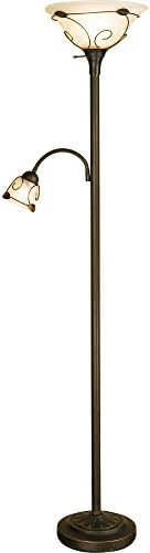 71-Inch Torch Floor Lamp with Adjustable Reading Light For Bedroom - Dark Bronze