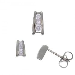 White Gold Diamond Earrings Channel Set 1/4CT