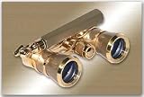 Adorama 3 x 25 Opera Glass Binocular with Built-In Extendable Handle, Titanium with Gold Trim