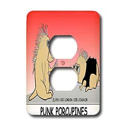 Londons Times Funny Animals Cartoons - Punk Porcupines - Light Switch Covers - 2 plug outlet cover