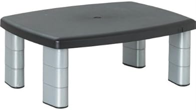 3M Adjustable Monitor Stand, Height Adjusts 1 in to 5 7/8 in, Holds 80 lbs, 11 in Space Between Columns, Silver/Black