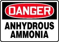 DANGER ANHYDROUS AMMONIA 10" x 14" Aluminum Sign