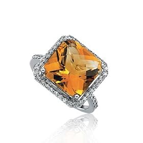 Buy princess cut citrine and diamond ring