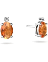Genuine Fire Opal 14kt White Gold Stud Earrings