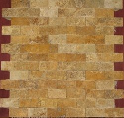 4x4 sample of Split Face 1x2 Gold Yellow Travertine