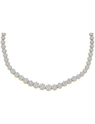 10 cttw 14k Yellow Gold Diamond Bridal Flower Art Nouveau Necklace (Real Diamonds: 10 cttw)