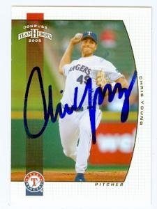 Chris Young Autographed/Hand Signed Baseball Card (Texas Rangers) 2005 Donruss Team Heroes #434