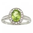 Genuine Peridot & Diamond Ring - Milgrain Accented in 14K White Gold