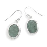 10X15MM Oval Rough-Cut Emerald French Wire Earrings