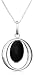 Sterling Silver Open Circle Black Agate Pendant, 18