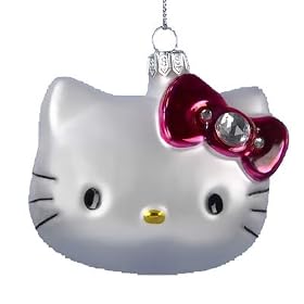Sanrio Hello Kitty Head Glass Christmas Ornament