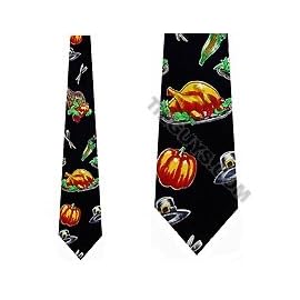 Thanksgiving Tie Turkey Dinner Neckties Mens Ties