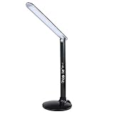 BESTEK 卓上スタンド デスクライト テーブルランプ LED スタンドライト 学習用 おしゃれ 電気スタンド Desk Light Table Lamp 5段階照度 調光機能付き フレキシブル 折り畳み式 360度回転 USB充電源・スマホ充電可 目覚まし時計・カレンダー・温度計・USBポート付き アイプロテクション 目に優しい 省エネ 長寿命BTTL001 (黒)
