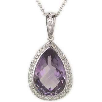 Click here for Amethyst & Diamond Necklace - White Gold prices