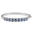 14K White Gold Sapphire and Diamond Bangle Bracelet