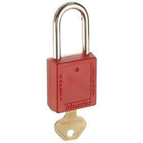 Master Lock 410MKRED Master Keyed Safety Lock Padlock, Red