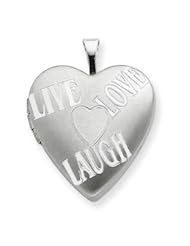 Genuine IceCarats Designer Jewelry Gift Sterling Silver 20Mm With Heart Live, Love, Laugh Heart Locket