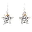 Starman and Citrine Gemstone Bead Dangle Earrings in Sterling Silver, #8111