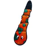 Outward Hound Kyjen 32066 Invincibles Plush Snake Stuffingless Durable Dog Toys Squeaker Toy 3-Squeakers, Small, Orange Blue