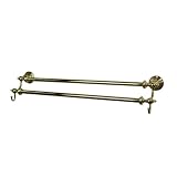 American Bath Factory F4-3040-PBF4-3040 Double Towel Bar with Robe Hooks in Polished Brass by American Bath Factory