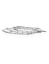 4 BANGLE SET WITH WHITE CZ IN RHODIUM PLATE & SATIN FINISH
