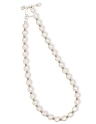 MMA Silver - 16 inch 8mm White Cultured Freshwater Pearl Toggle Necklace